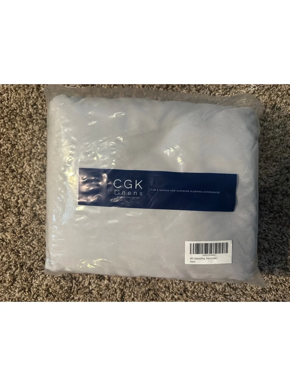 CGK Linens 4 Piece King Size Sheet Set In French Grey BRAND NEW!